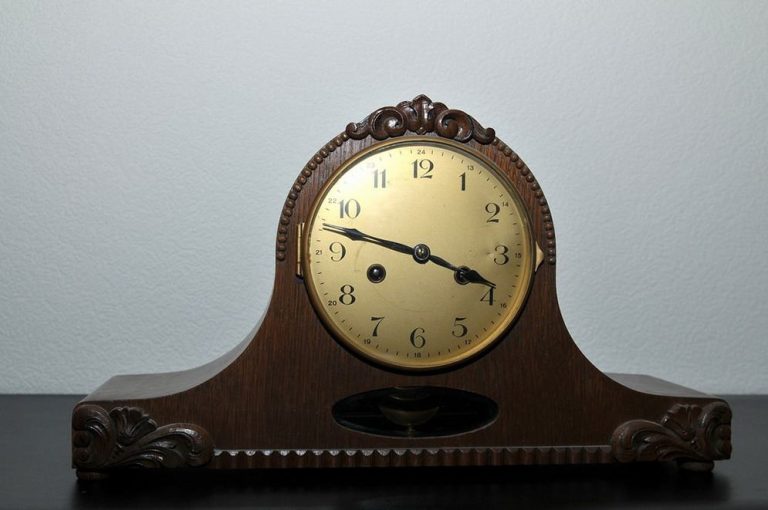 A clock on a desk